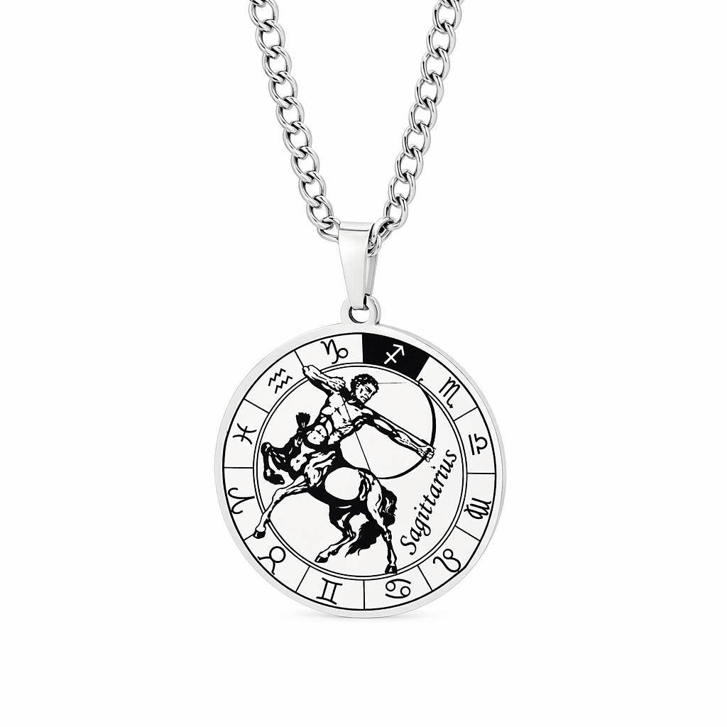 Horoscope Pendant Necklace - Unisex Round Design Sagittarius