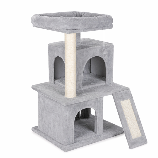 Scratching Post Cat Tree with Ramp and Elevated House Default