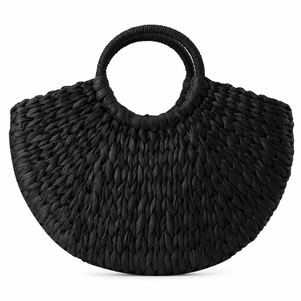 Summer Woven Tote for Women Black