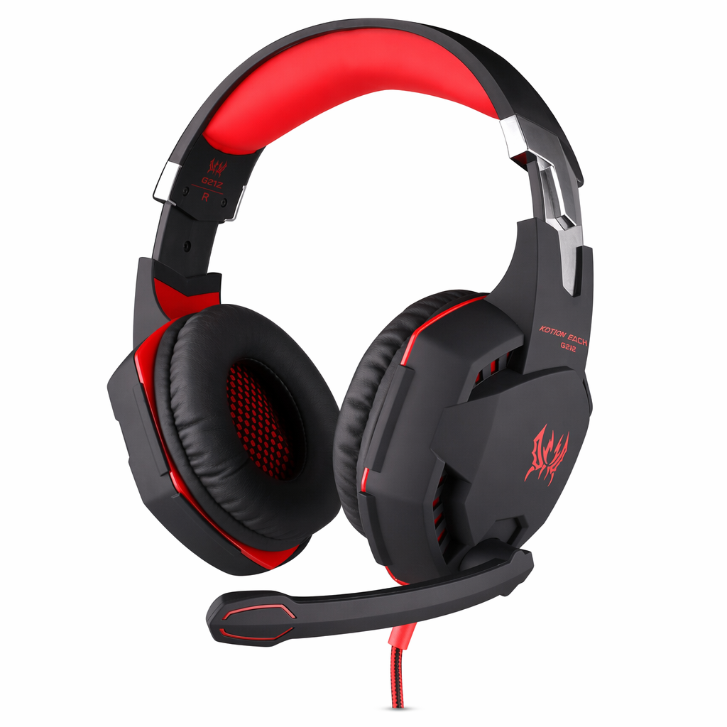 G21Z Vibrating LED Gaming Headset with Mic - Dragon Stealth Red
