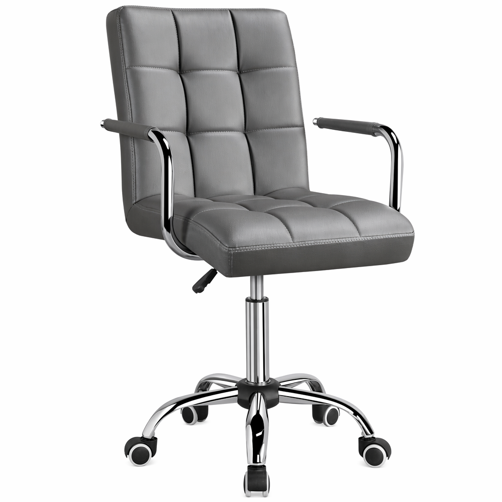 Contemporary Faux Leather Office Chair Gray