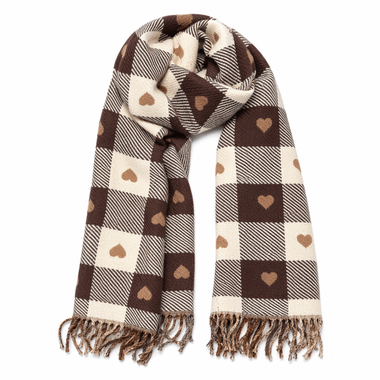 Heart-Knit Plaid Cozy Scarf Default