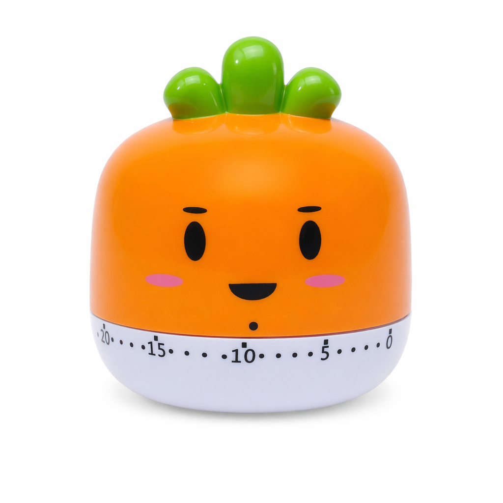 Cartoon-Style Kitchen Timer with 60-Minute Countdown Orange