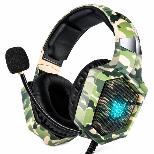 LED Gaming Headset K8 - Revised Camouflage Green