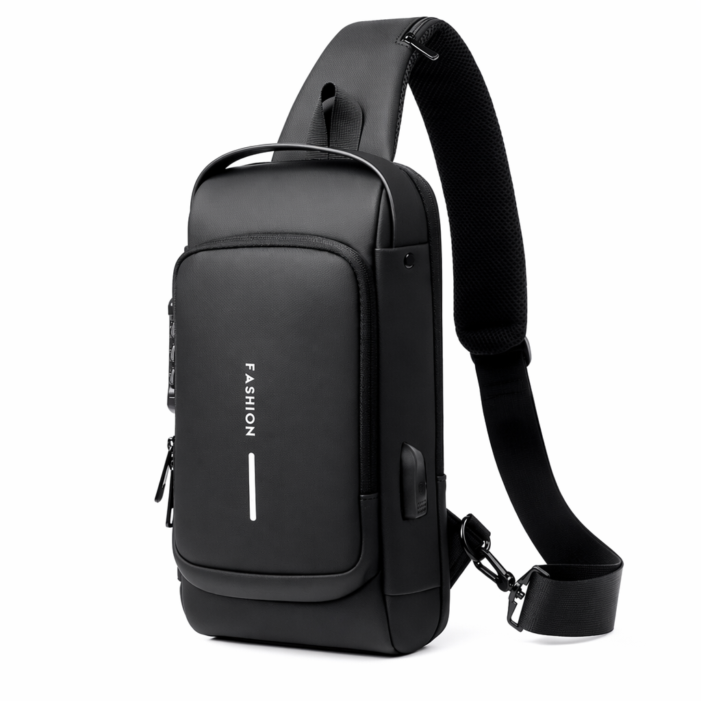 Antitheft Locking Crossbody Shoulder Bag Black
