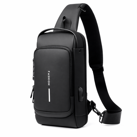 Antitheft Locking Crossbody Shoulder Bag Black