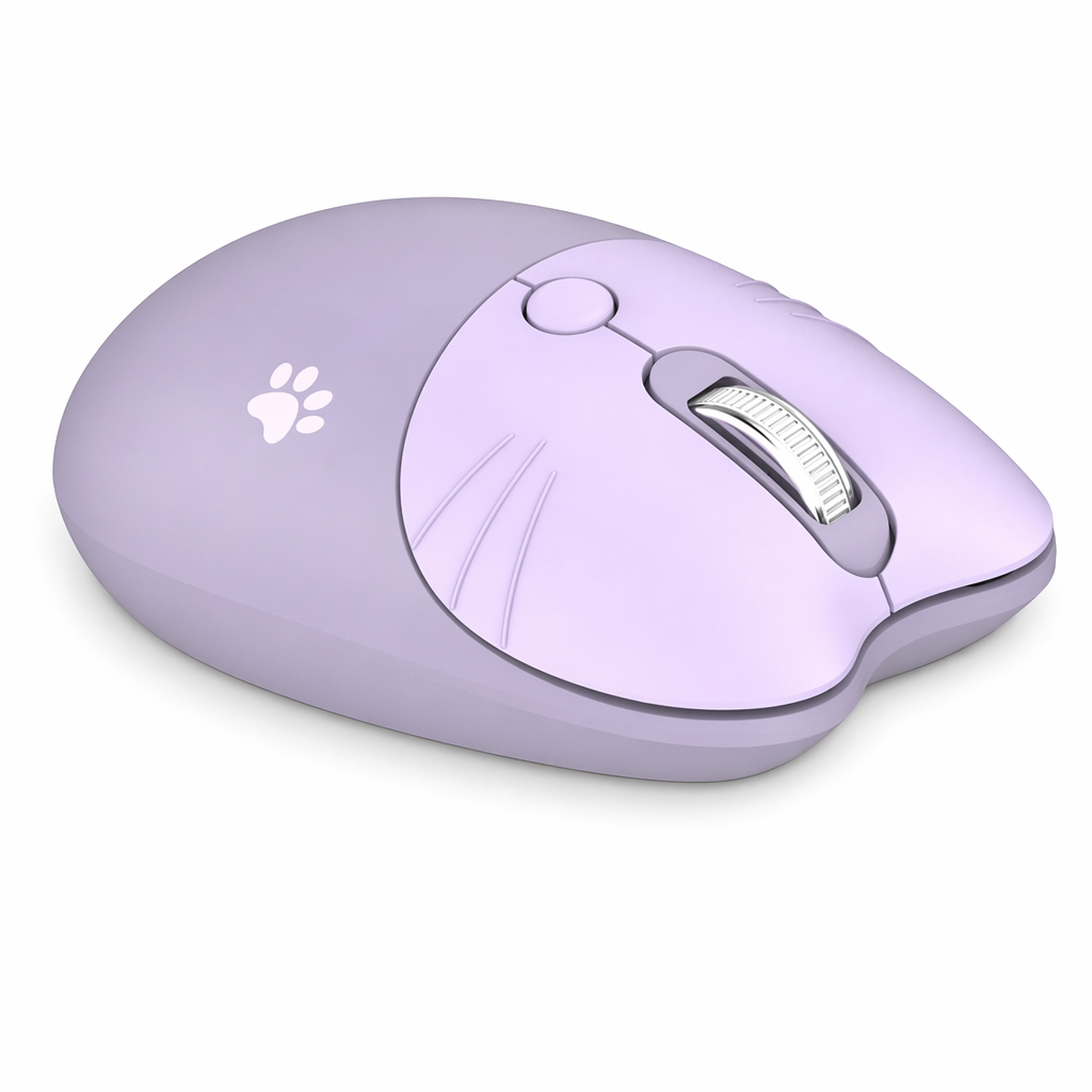 Cute Cat Wireless Mouse - Pastel Colors Purple
