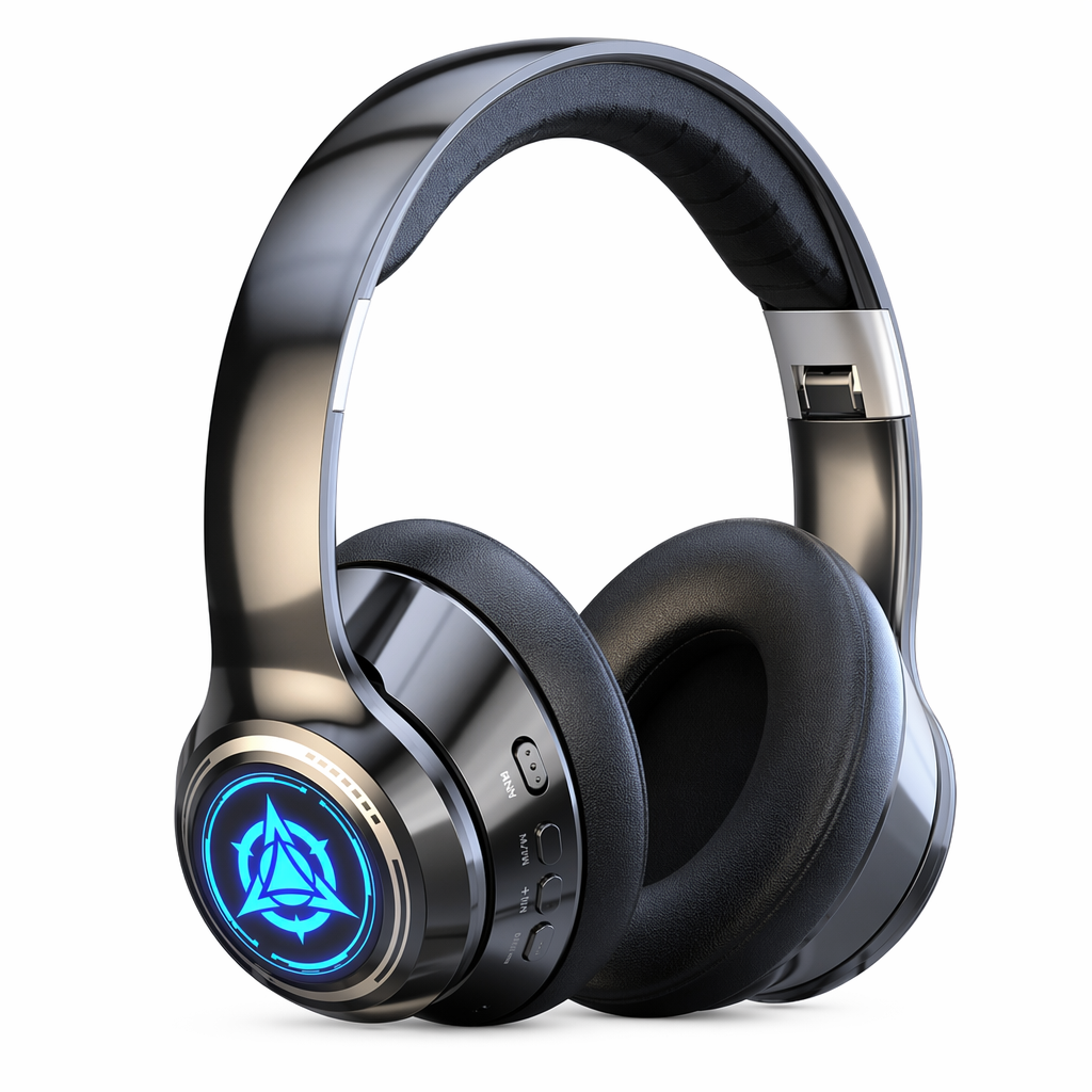 Sporty Dragon Wireless Bluetooth Headphones with Illuminating Light Black