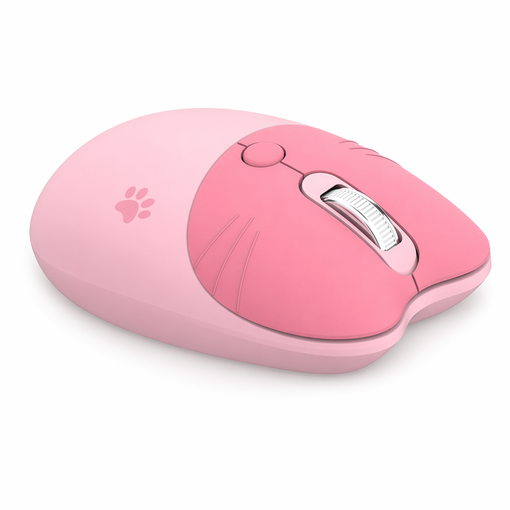 Cute Cat Wireless Mouse - Pastel Colors Hot Pink
