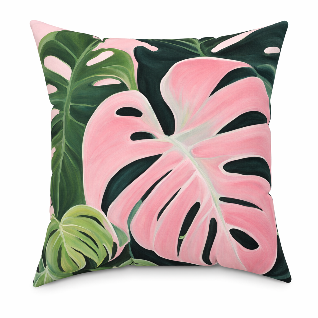 Pink Princess Philodendron Leaf Decorative Pillow - Available in 3 Sizes Default