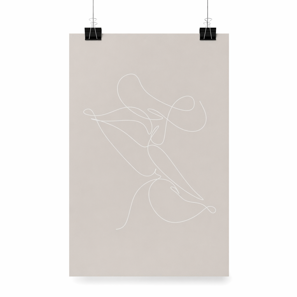 Abstract Art Print with Kiss Outline Design Default