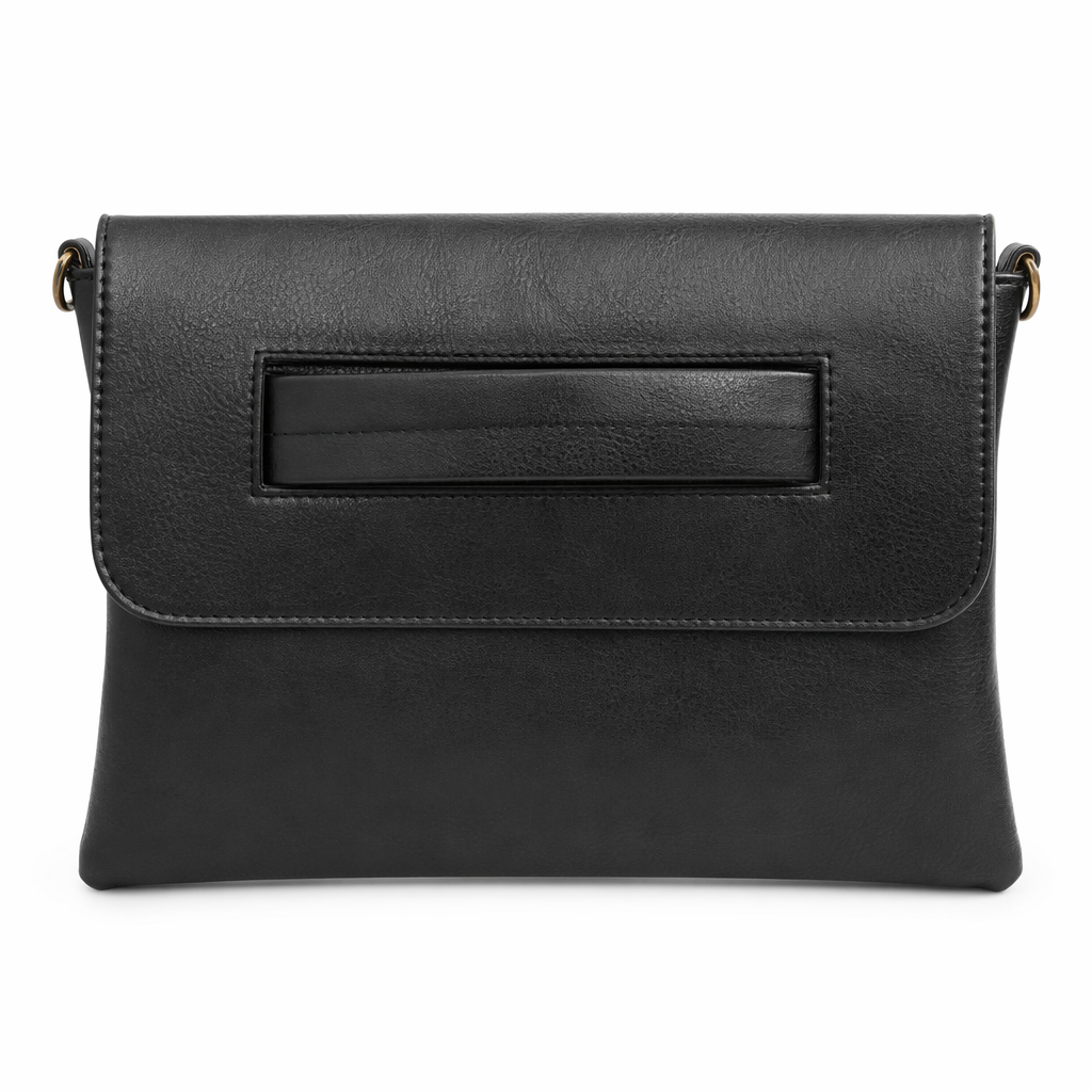 Faux Leather Envelope Clutch for Women BLACK