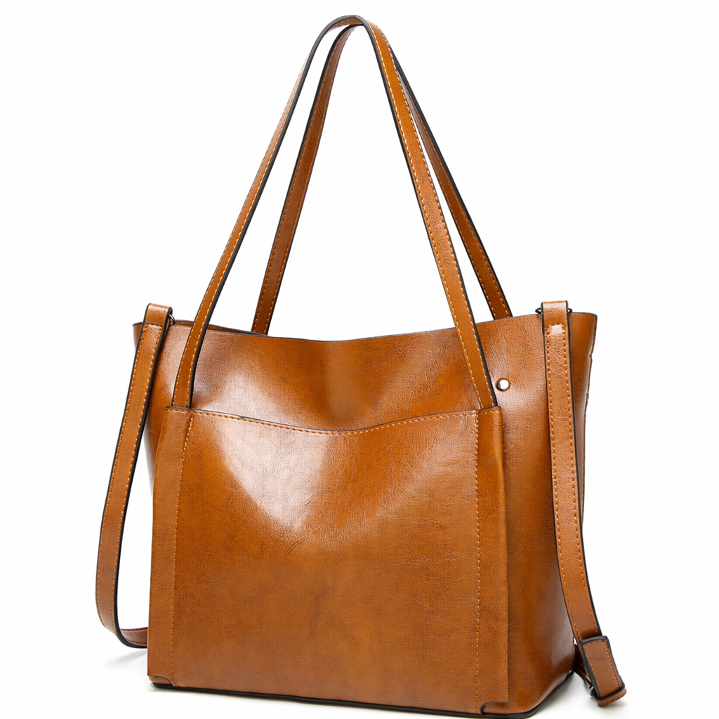 Urban Chic Faux Leather Tote Bag Brown