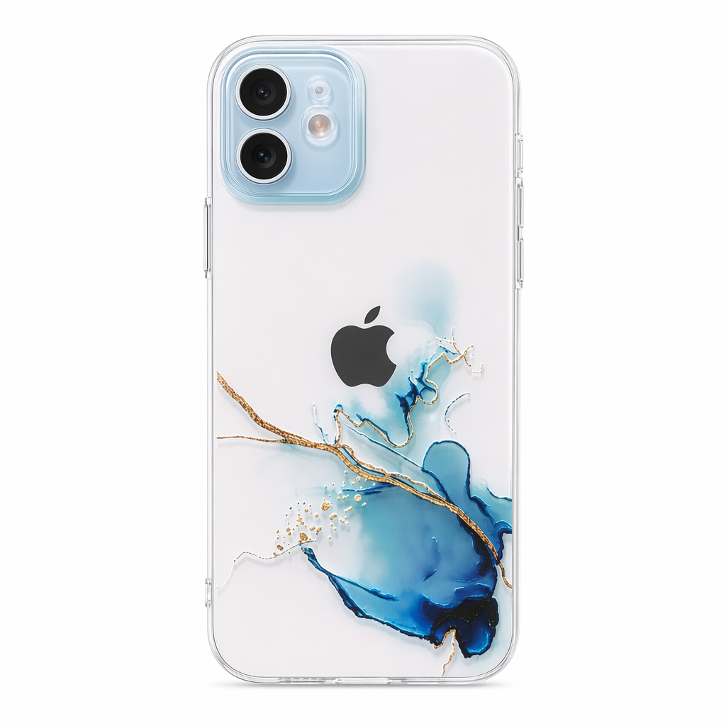 Clear Watercolor Case for iPhone Blue
