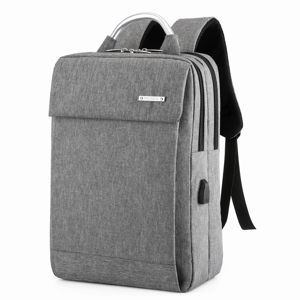 Anti Theft Soft Back Computer Backpack with Dual Compartments and Convenient Top Handle Gray