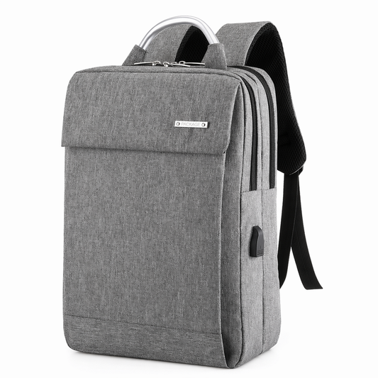 Anti Theft Soft Back Computer Backpack with Dual Compartments and Convenient Top Handle Gray