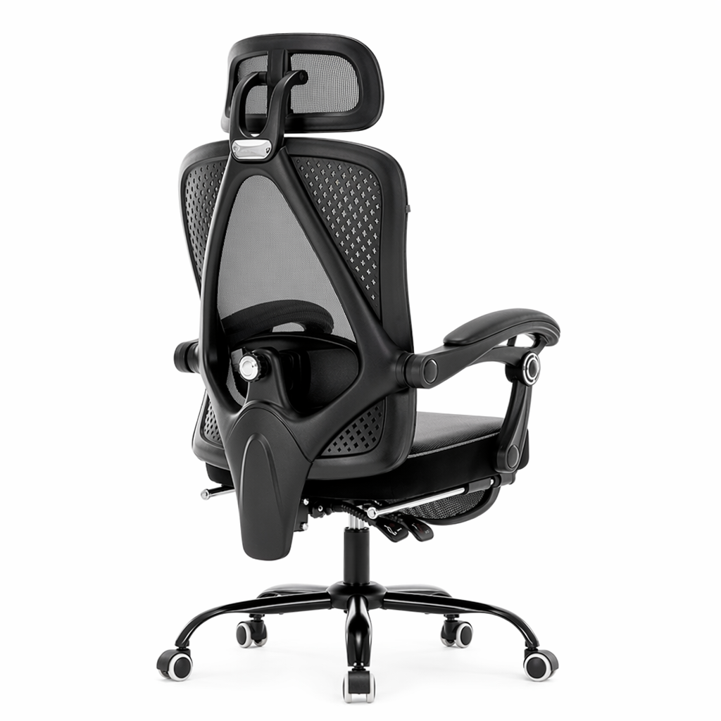 Reclining Mesh Chair with Headrest and Footrest: The Ultimate Comfort Companion Default