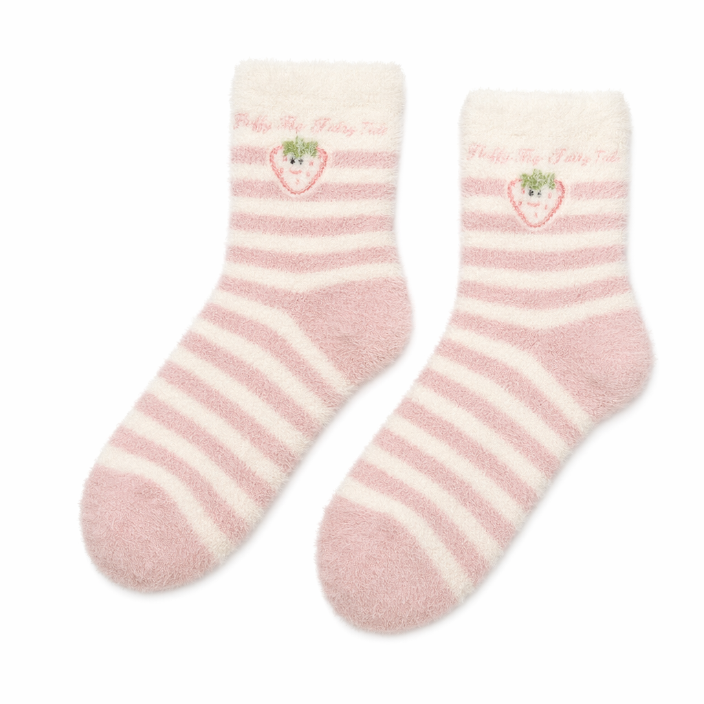 Fluffy Fairy Tale Socks Collection Strawberry stripe