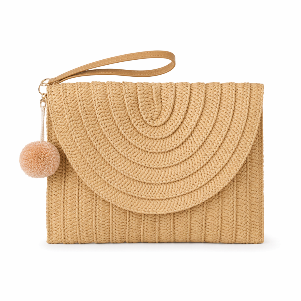 Summer Straw Crossbody Purse Khaki