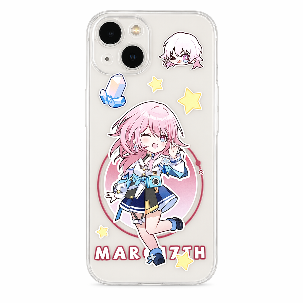 Honkai Star Rail iPhone Cases - Transparent Chibi Characters March 7th