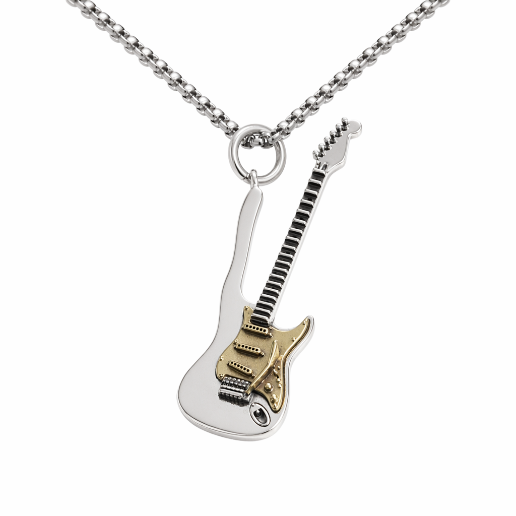 Electric Guitar Necklace with a Two Tone Design Default