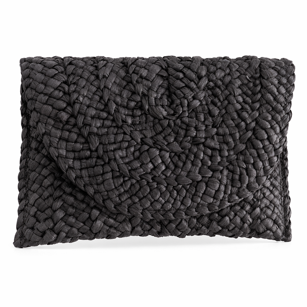 Summer Mini Straw Clutch: Embrace the Season in Style! Black