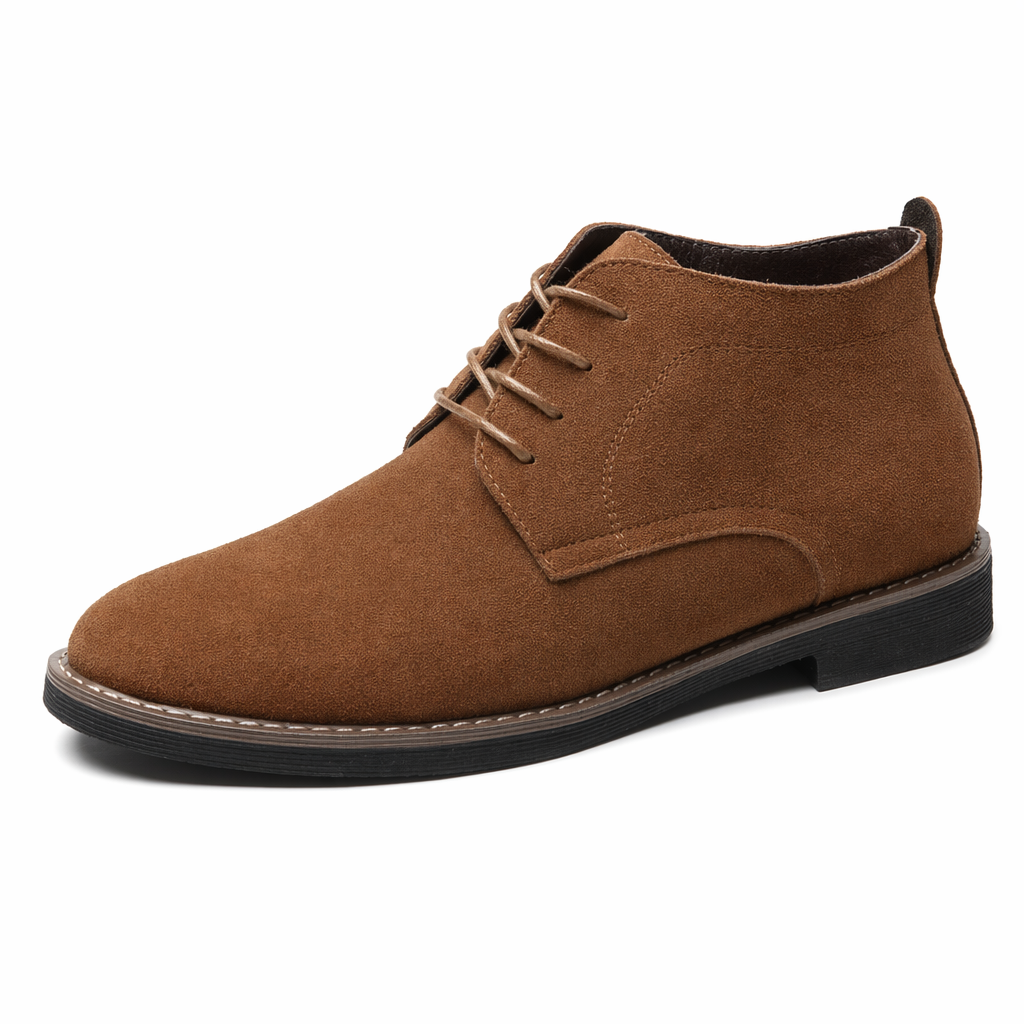 Suede Lace-up Ankle Boots for Men's Casual Wear Tan