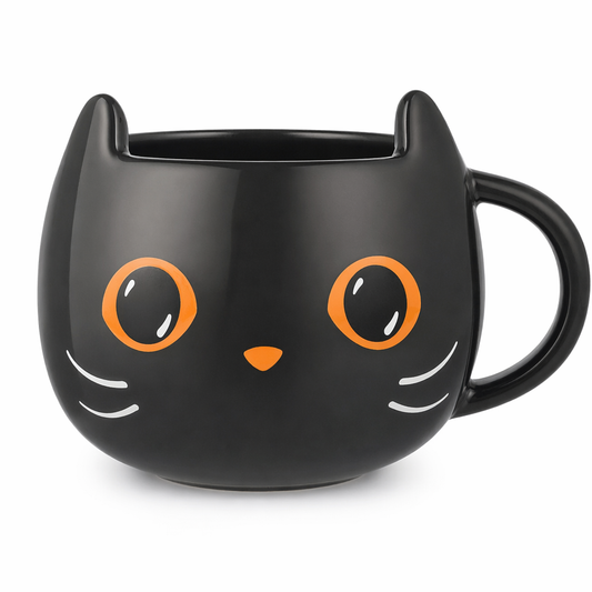 Pumpkin Cat Ceramic Mug - 400ml Capacity Black