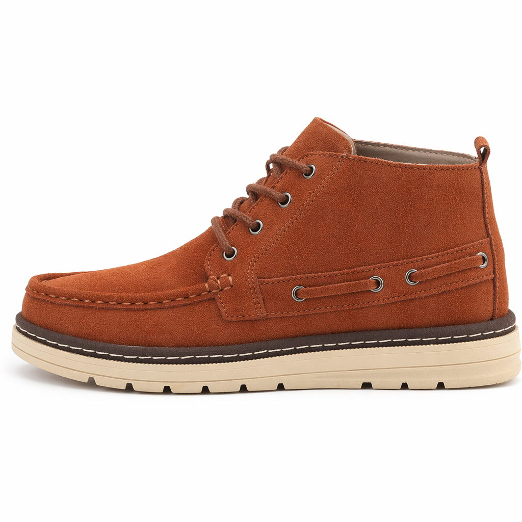 Suede Leather Lace Up Ankle Boots for Men Brown