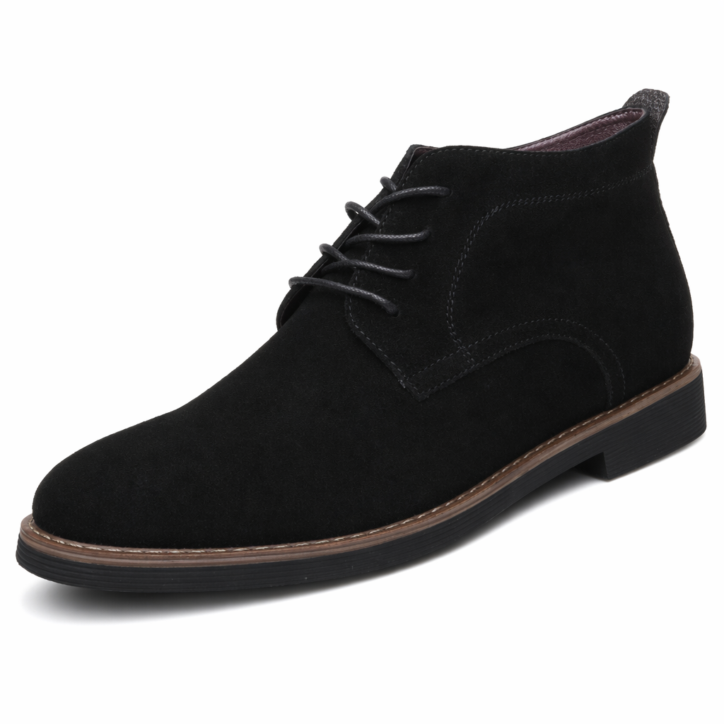 Suede Lace-up Ankle Boots for Men's Casual Wear Black