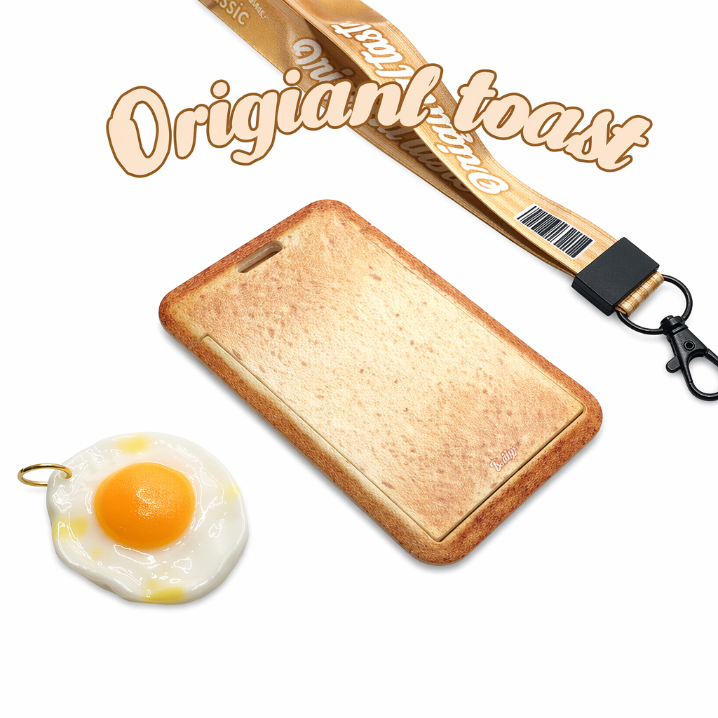 Toast Bread Name Badge Holder with Lanyard Default