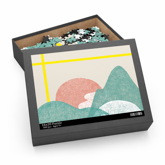 500-Piece Jigsaw Puzzle Featuring a Landscape of Yellow Stripes Default