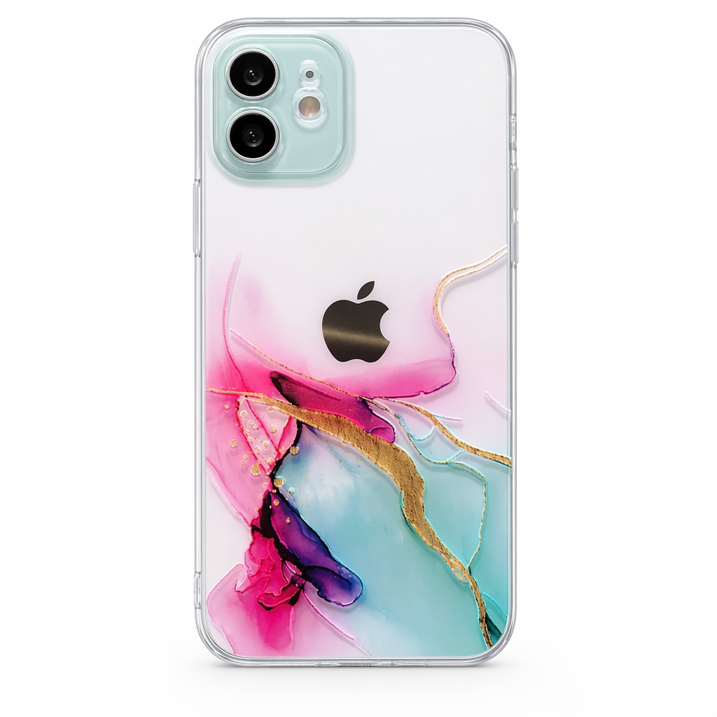 Clear Watercolor Case for iPhone Rose Red