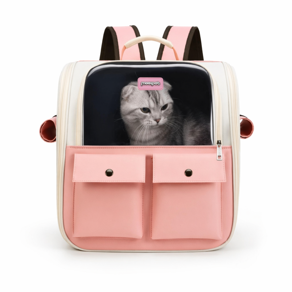 Breathable Travel Backpack for Pets Pink