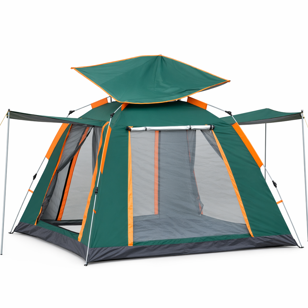 UV-Resistant Waterproof Camping Tent - Spacious Double Layer Design Green