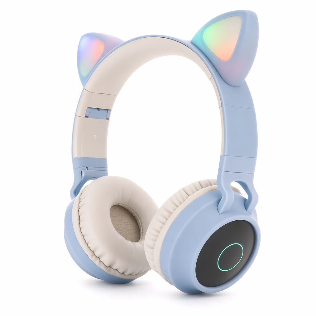 Cute Cat Ear Wireless Headphones Blue