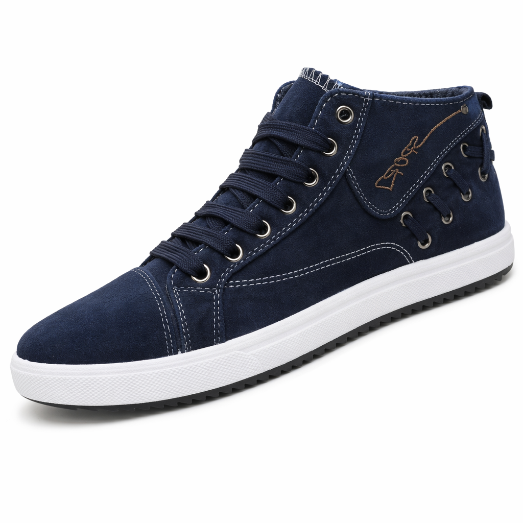 Denim Lace-Up Sneakers for Men's Casual Wear Blue