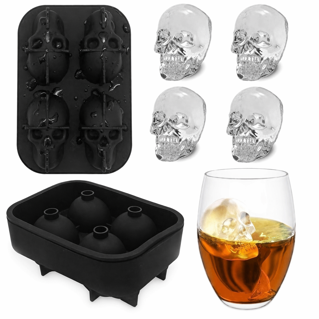 Skull Shape Ice Cube Mold for Spooky Skeleton Themed Beverages Default