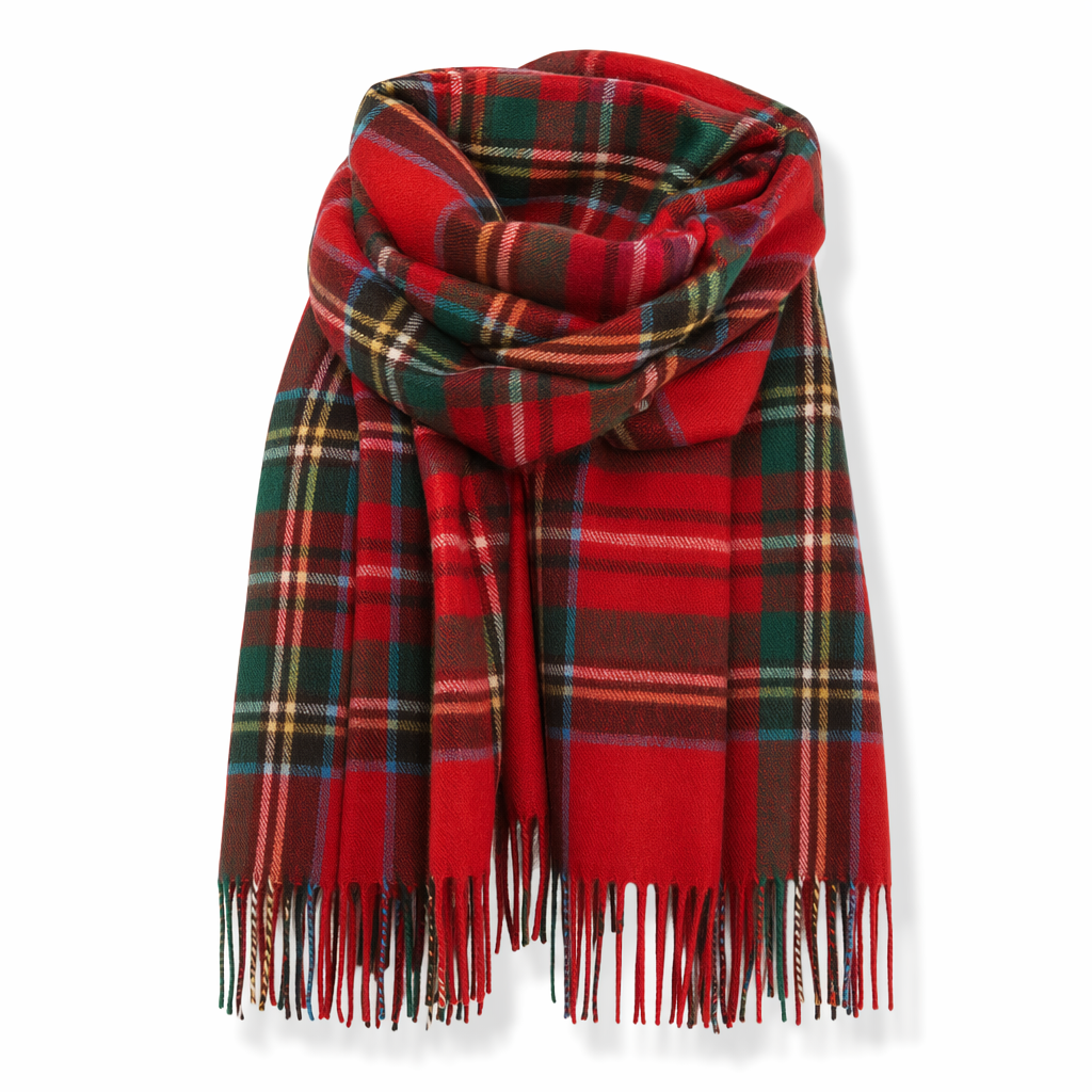 Traditional Plaid Gift Wrap Scarf Red