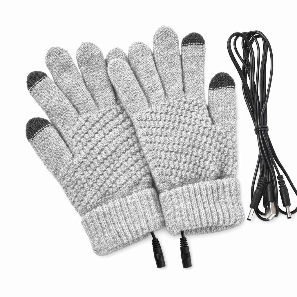 Full Finger Heated Touch Screen Gloves for Women Gray