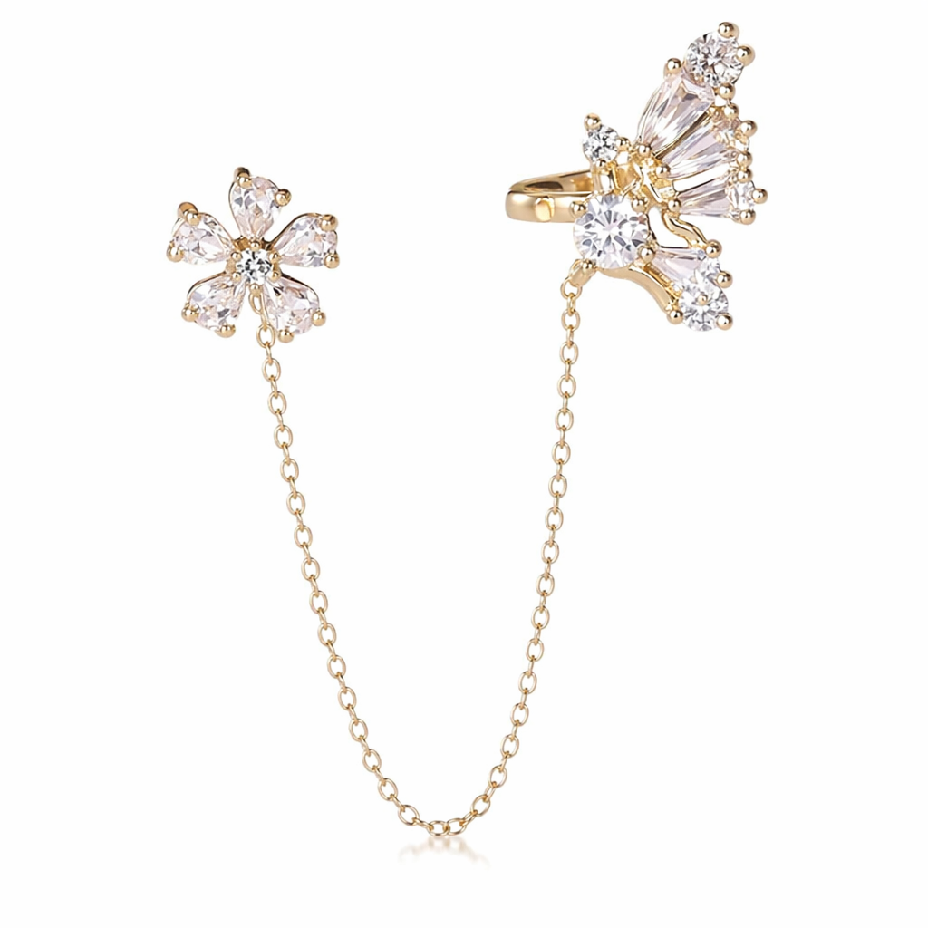 Faux Cuff Clip Drop Earring for a Striking Look Butterfly Left