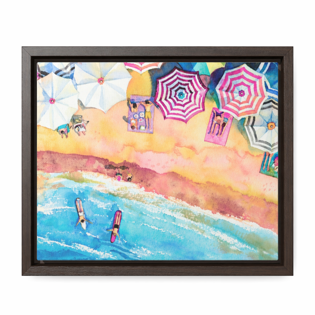 Beach Day: A Vibrant Horizontal Framed Premium Gallery Wrap Canvas Default