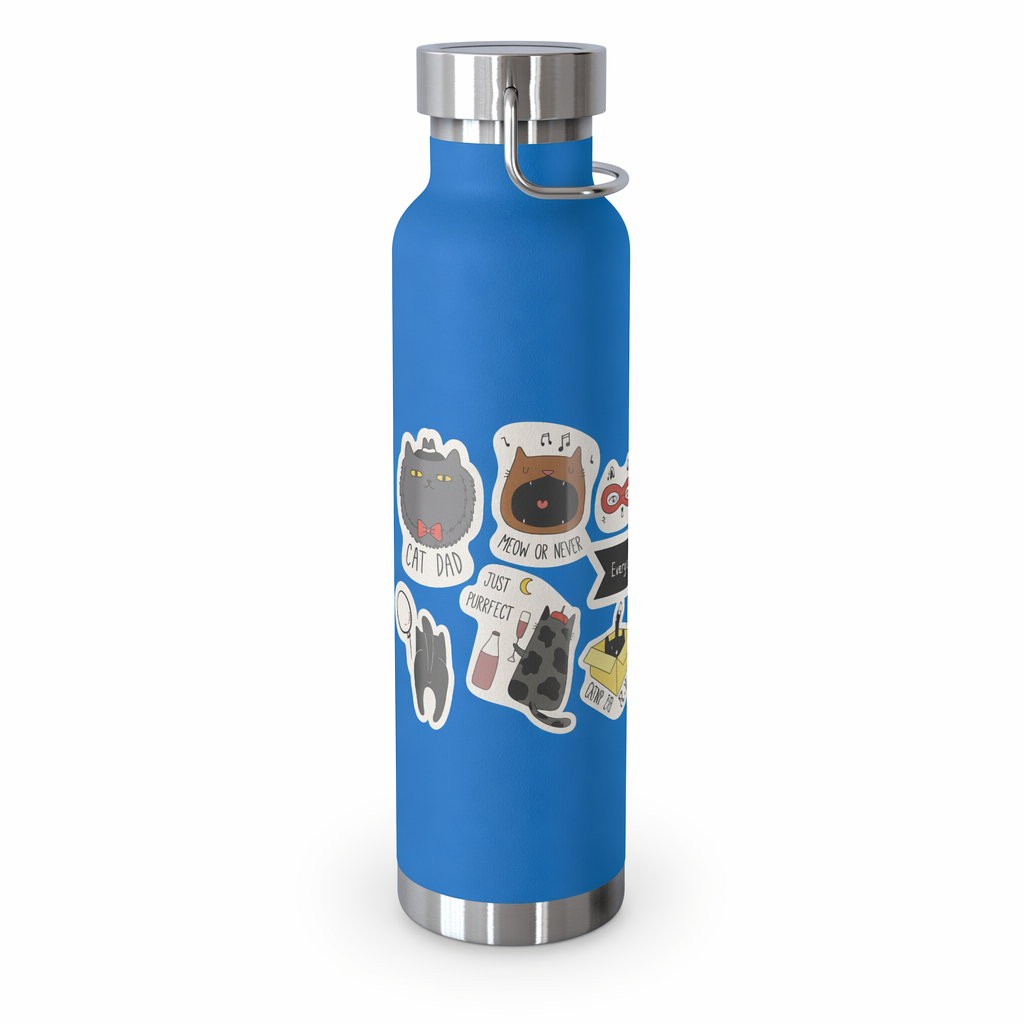 Cat Lover's Thermos Bottle - 22oz Pebble Blue