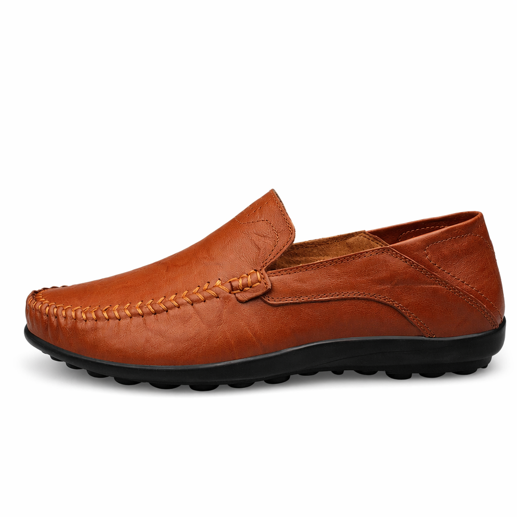 Anti-Slip Vegan Leather Loafers for Men Brown
