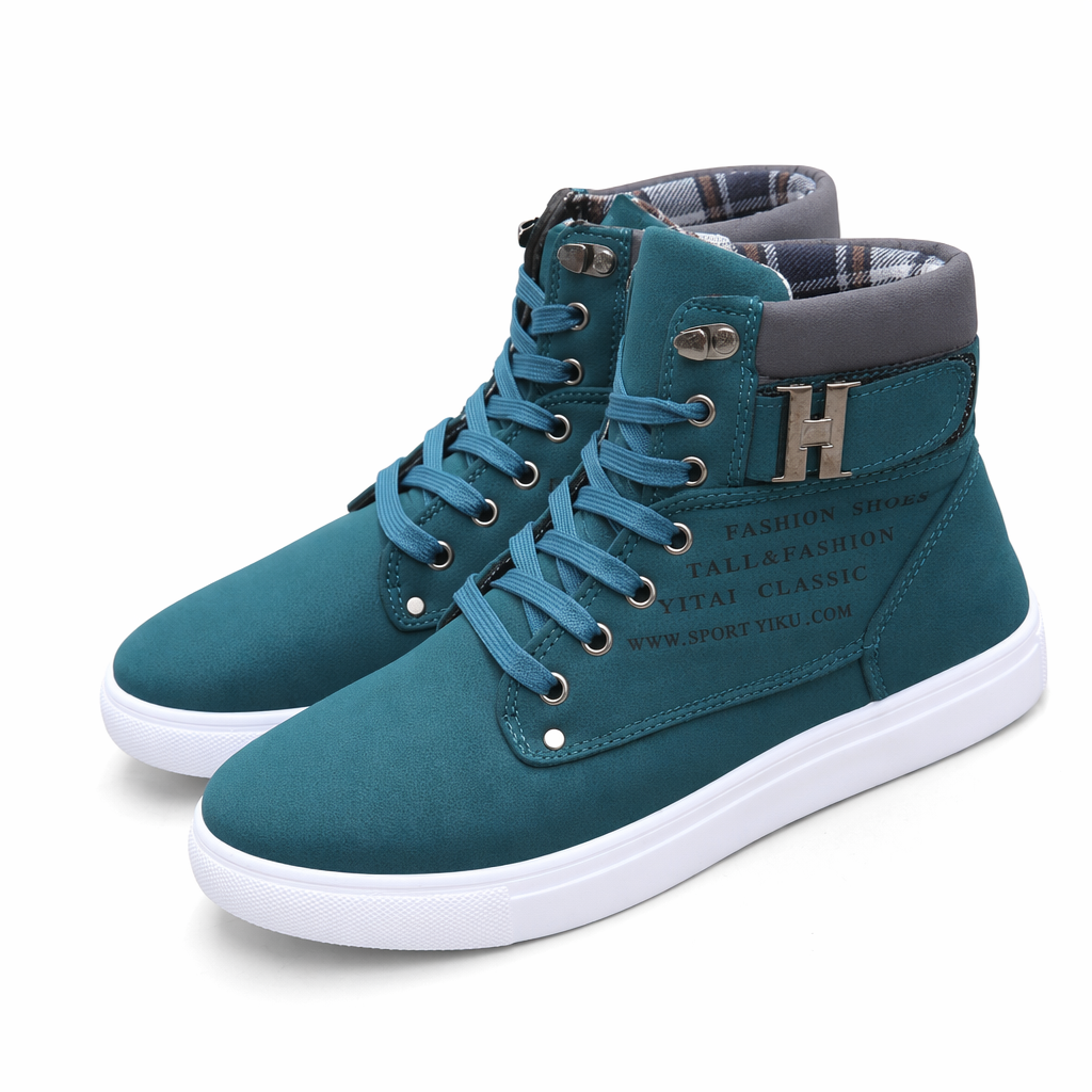 Daily High Top Faux Leather Boots for Men's Casual Wear Green