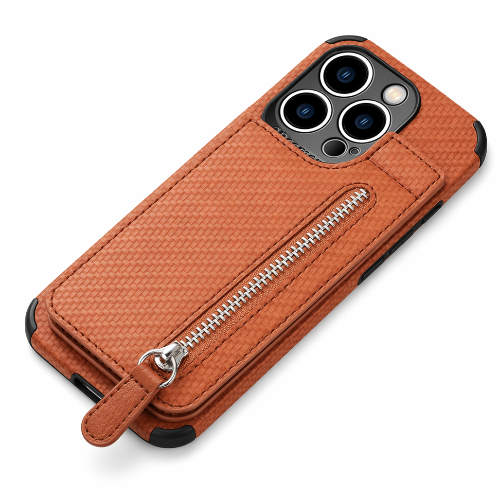 High-End Plant-Based Leather Wallet Case for iPhone Brown