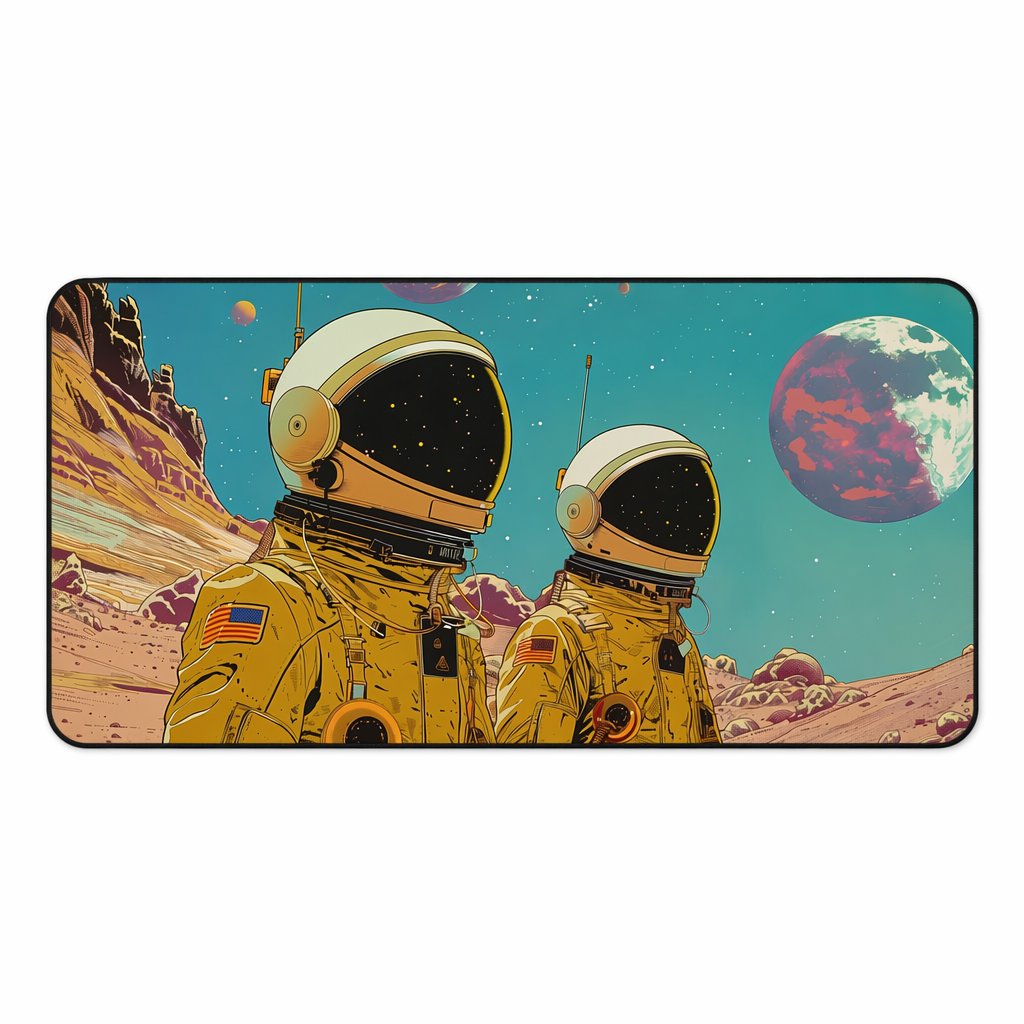 Large Mouse Pad with Retro Space Explorers - Available in 2 Sizes Default