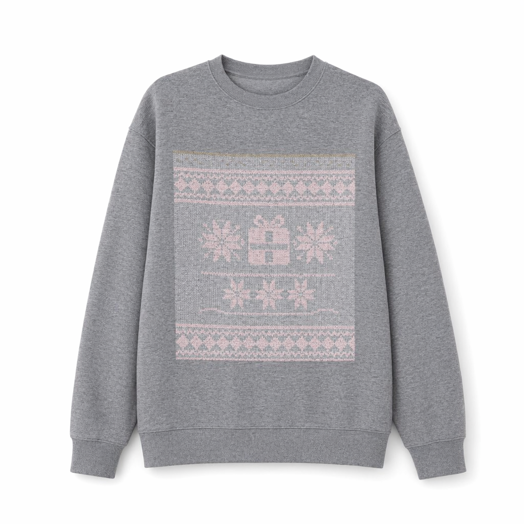 Festive Women's Faux Stitched Pullover for the Holidays Sport Grey