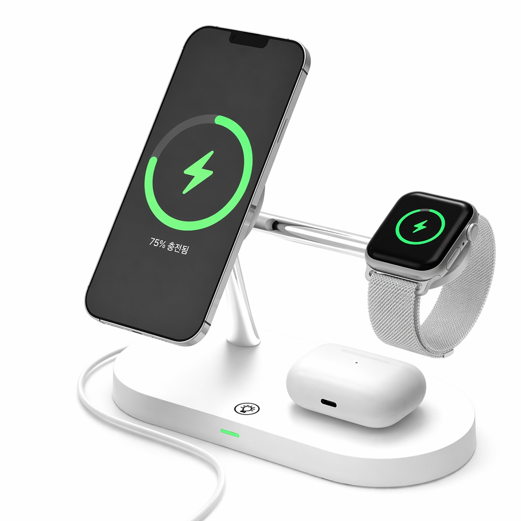 Wireless Charging Lamp Station for iPhone with Magnetic Connectivity White