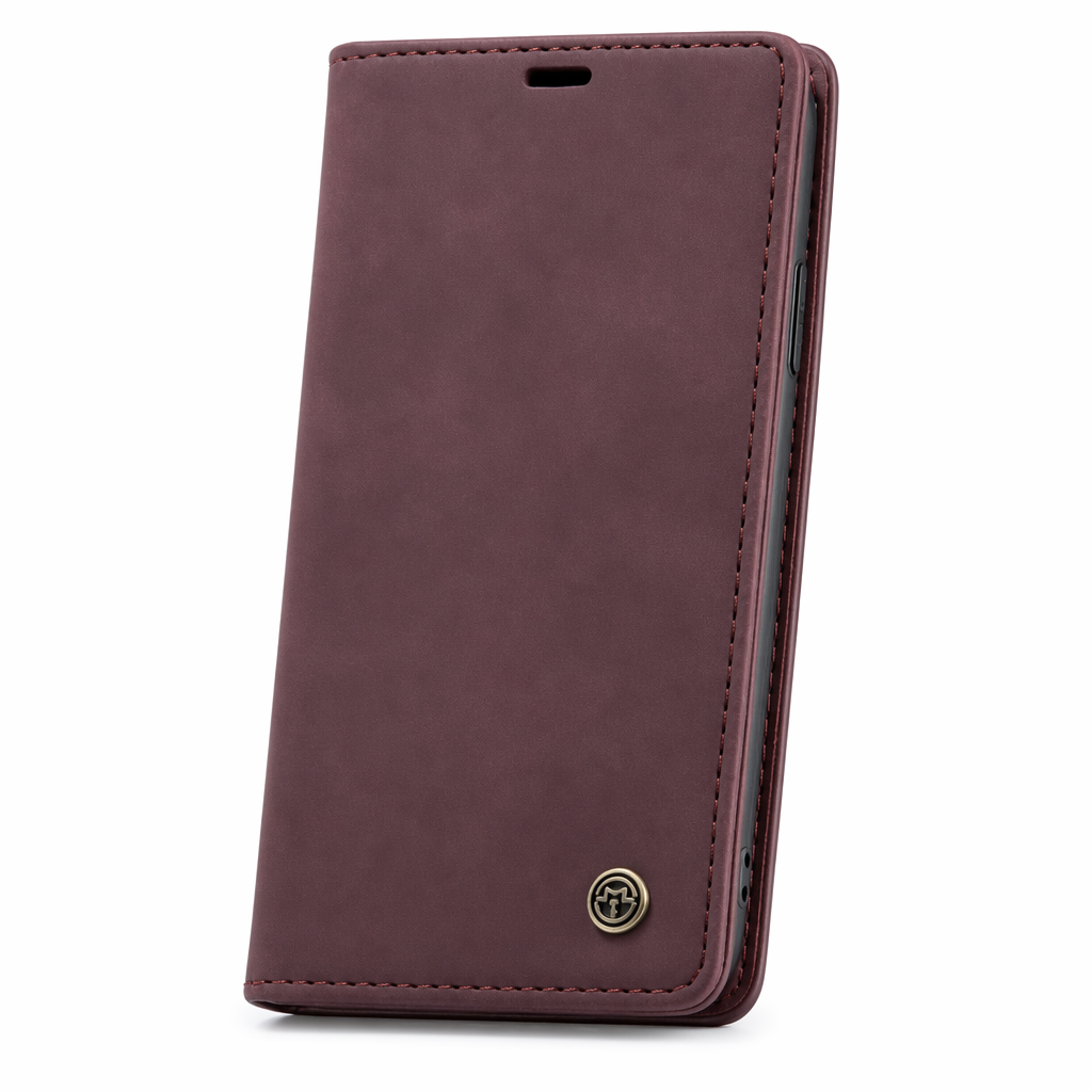 Luxurious Flip Wallet Case with Magnetic Closure for iPhone Burgundy